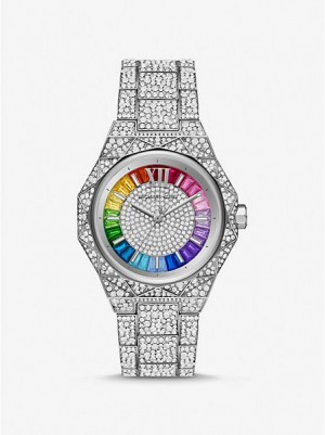 Michael Kors Pride Limited-edition Oversized Raquel Rainbow Pave Horloge Dames Zilver | 704821-CBE