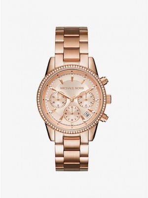 Michael Kors Ritz Horloge Dames Roze Goud | 512374-BQA