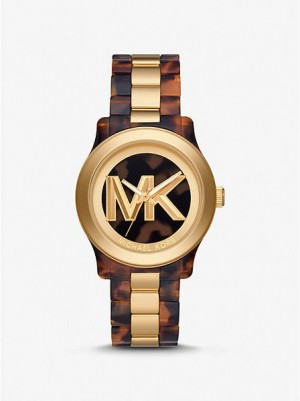 Michael Kors Runway And Tortoiseshell Acetate Horloge Dames Goud | 794863-YVT