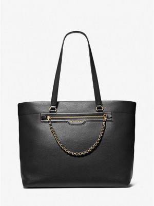 Michael Kors Slater Large Pebbled Leren Tote Tassen Dames Zwart | 138620-GLA