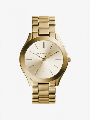 Michael Kors Slim Runway Stainless Steel Horloge Dames Goud | 136829-UYE