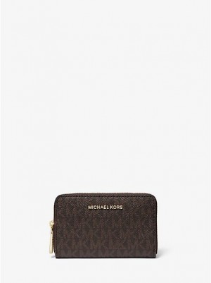 Michael Kors Small Logo And Leren Portefeuille Dames Bruin | 751846-XZK