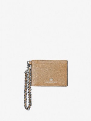 Michael Kors Small Pebbled Leren Chain Kaartenhoes Dames Bruin | 095831-TDJ