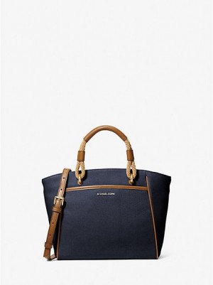 Michael Kors Talia Small Katoenen Canvas Tote Tassen Dames Donkerblauw Gekleurd | 962013-LXD