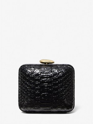 Michael Kors Tina Mini Python Embossed Leren Mini Tassen Dames Zwart | 657348-EOB