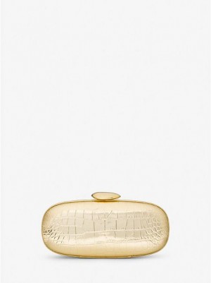 Michael Kors Tina Small Metallic Crocodile Embossed Leren Mini Tassen Dames Goud | 213095-KGE