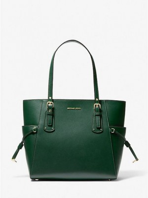 Michael Kors Voyager Small Crossgrain Leren Tote Tassen Dames Groen | 146973-OHZ