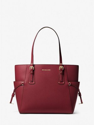 Michael Kors Voyager Small Crossgrain Leren Tote Tassen Dames Bordeaux | 593762-JGP