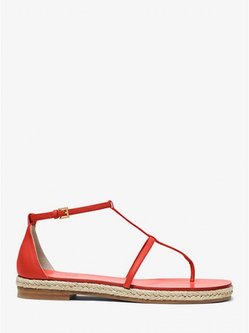 Michael Kors Annabeth Leren Sandalen Dames Koraal | 769532-UBV