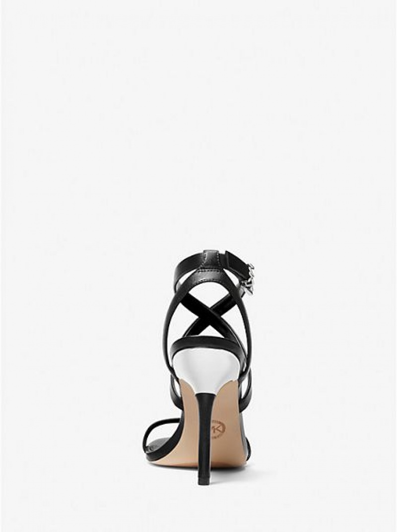 Michael Kors Asha Leren Sandalen Dames Zwart | 503786-AQH