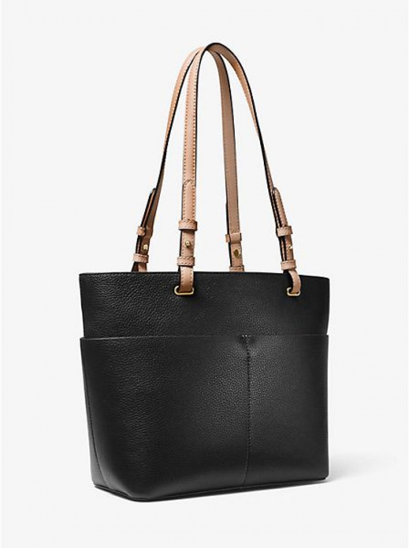 Michael Kors Bedford Medium Pebbled Leren Tote Tassen Dames Zwart | 658172-KQM