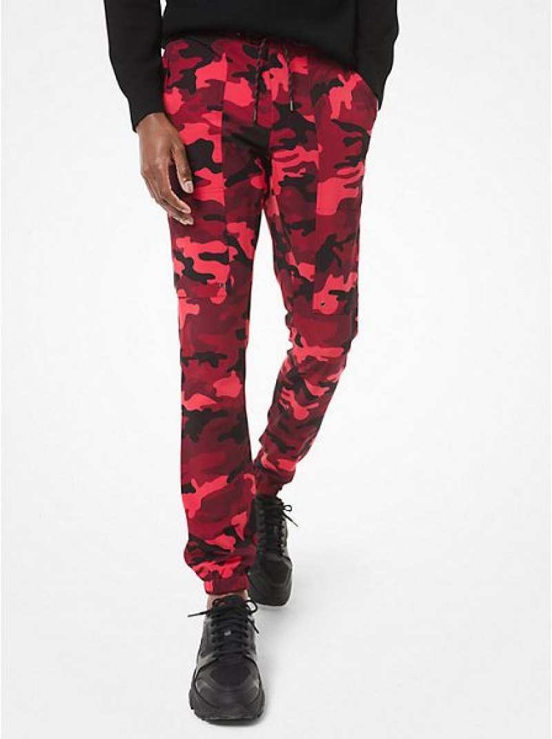 Michael Kors Camouflage Woven Joggingbroeken Heren Rood | 374812-FKA