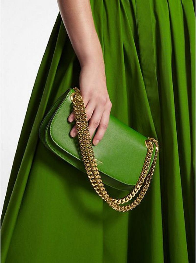 Michael Kors Christie Leren Envelope Mini Tassen Dames Groen | 819304-URS