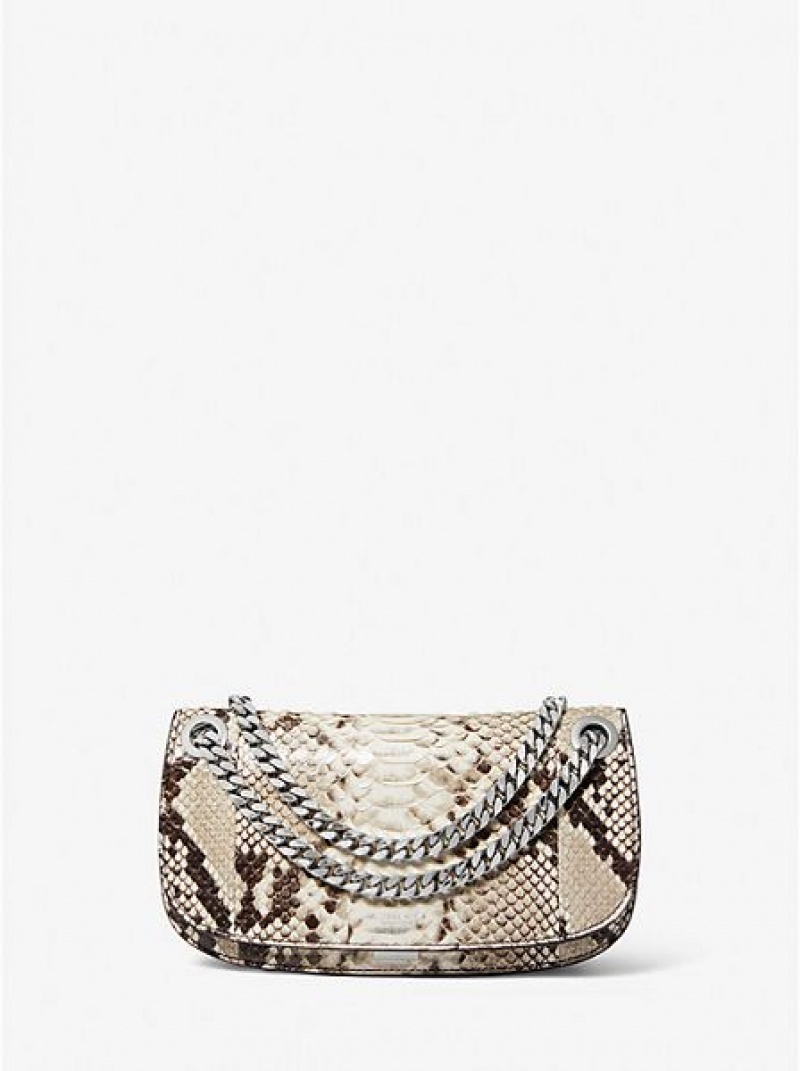 Michael Kors Christie Python Embossed Leren Envelope Mini Tassen Dames Beige | 017593-XSC