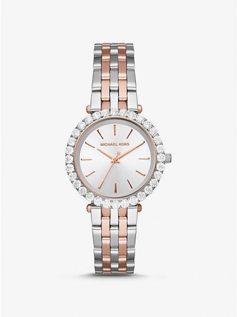 Michael Kors Darci Pave Horloge Dames Zilver Goud | 576024-IXV