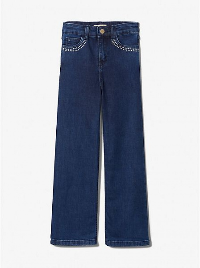 Michael Kors Embellished Stretch Katoenen Jeans Kinderen Blauw | 297506-NVI