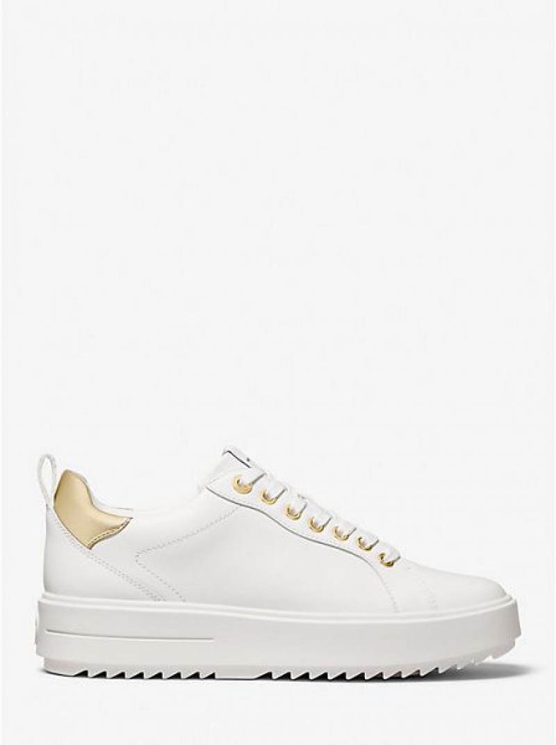 Michael Kors Emmett Leren Sneakers Dames Wit | 260948-XBI