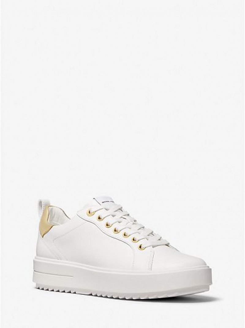 Michael Kors Emmett Leren Sneakers Dames Wit | 260948-XBI