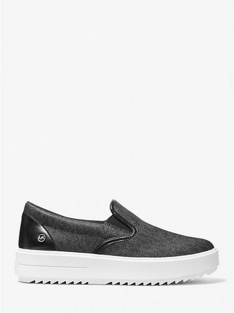 Michael Kors Emmett Logo Slip On Sneakers Dames Zwart | 034659-ECR