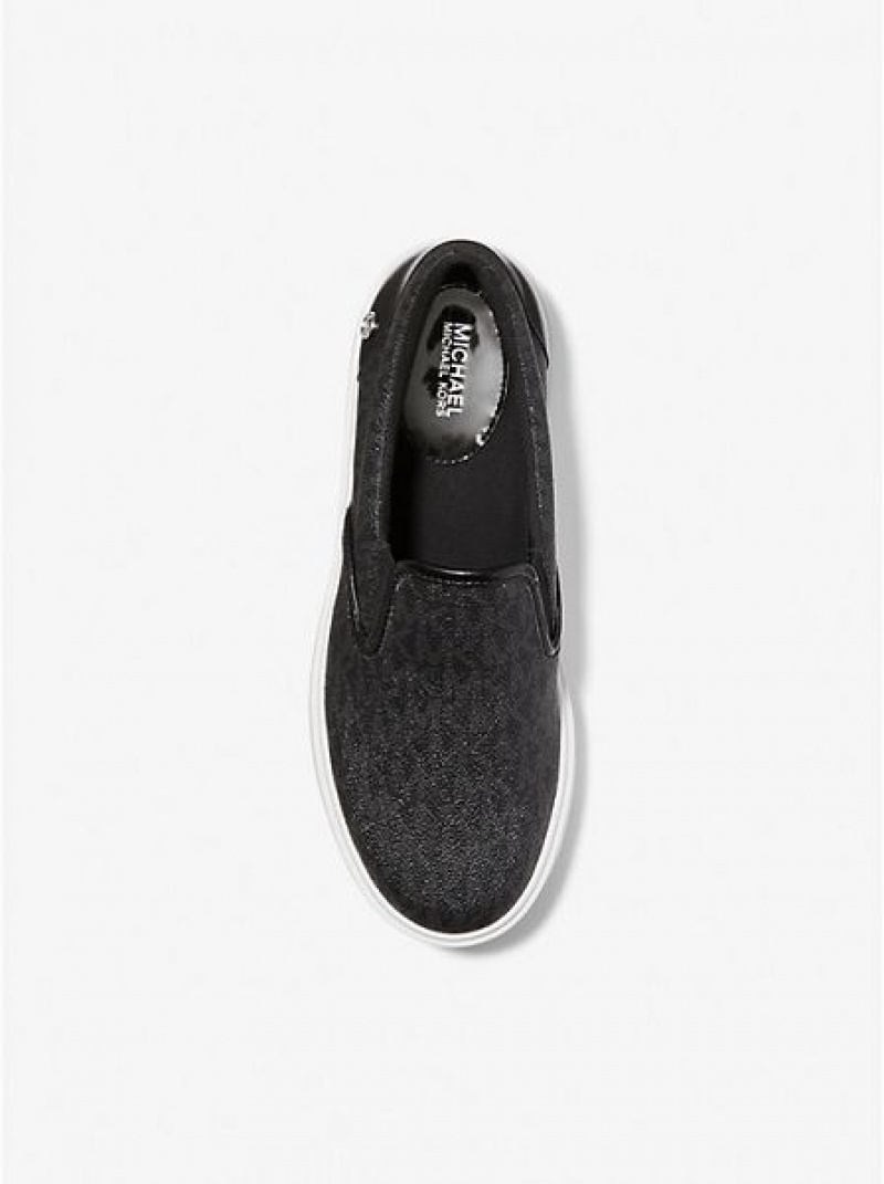 Michael Kors Emmett Logo Slip On Sneakers Dames Zwart | 034659-ECR