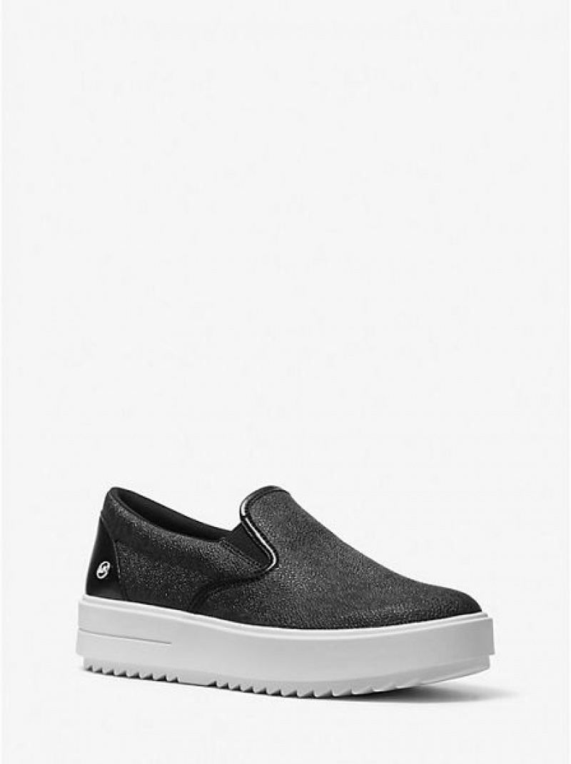 Michael Kors Emmett Logo Slip On Sneakers Dames Zwart | 034659-ECR