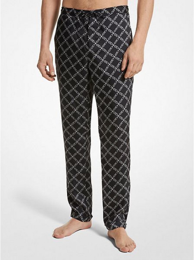 Michael Kors Empire Logo Print Woven Pajama Broek Heren Zwart | 948123-IGL