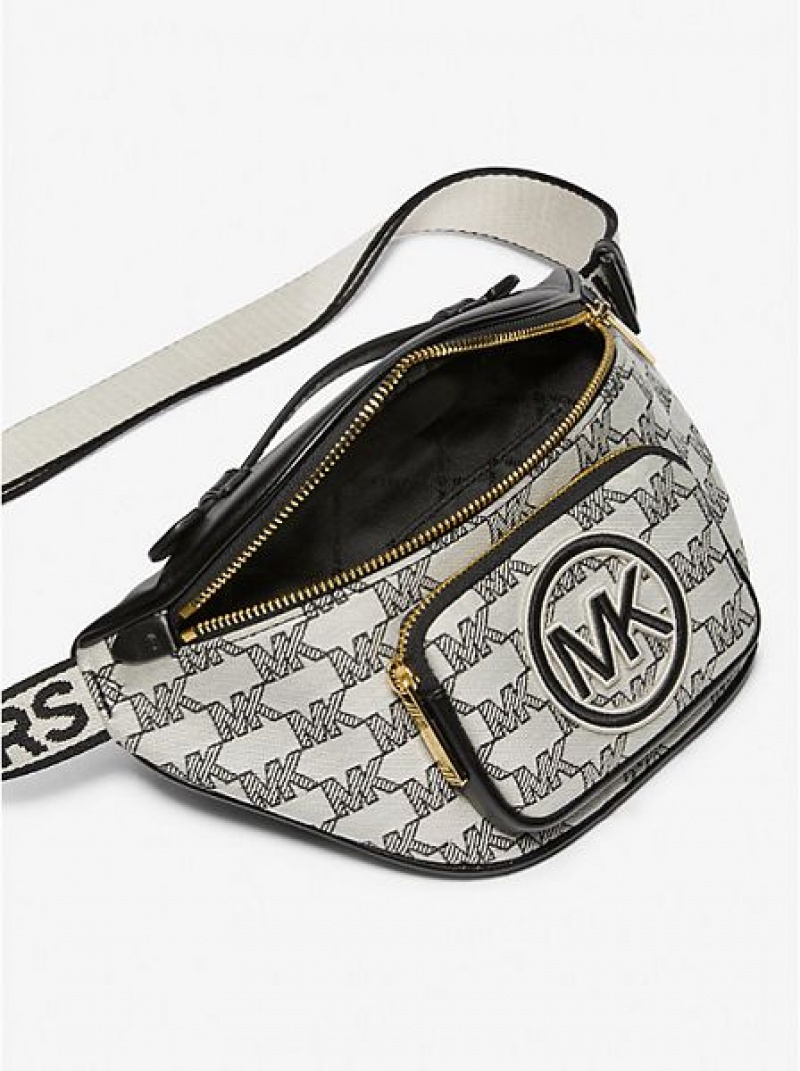 Michael Kors Erin Extra-small Logo Jacquard Heuptas Dames Zwart | 296581-TYS