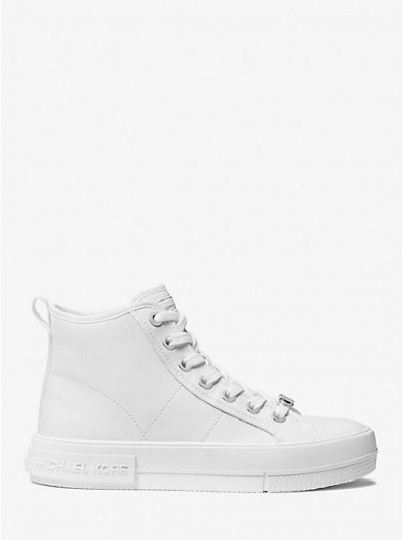 Michael Kors Evy Leren Hoge Sneakers Dames Wit | 516049-LCE