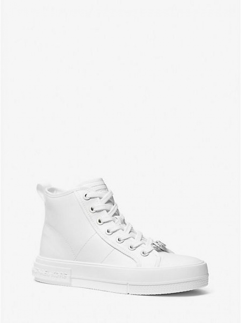 Michael Kors Evy Leren Hoge Sneakers Dames Wit | 516049-LCE