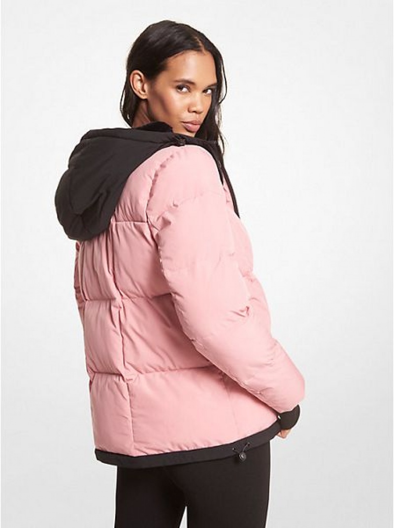 Michael Kors Faux Fur-trim Gewatteerd Puffer Jassen Dames Koningsblauw Roze | 538297-MPF