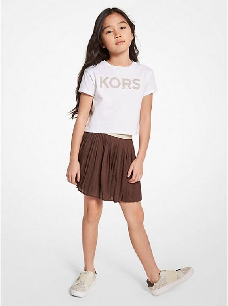 Michael Kors Geplooid Logo Rokken Kinderen Chocola | 138926-RNY