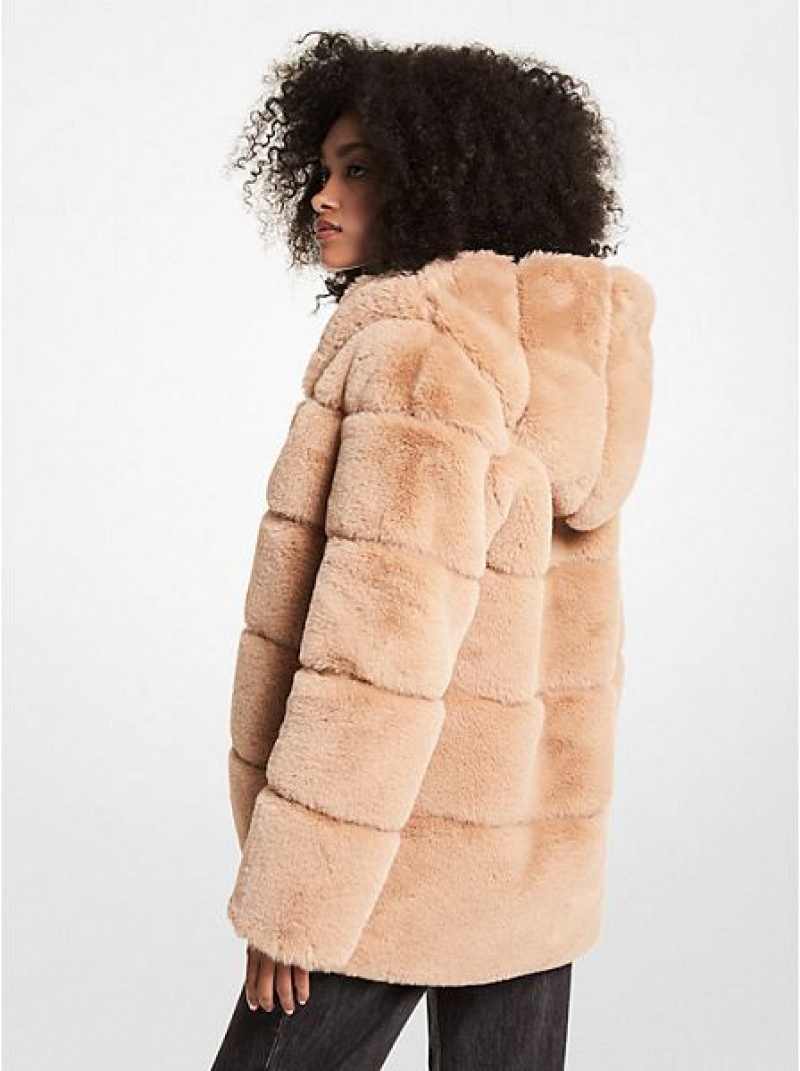 Michael Kors Gewatteerd Faux Fur Met Capuchon Jassen Dames Bruin | 501764-JMB