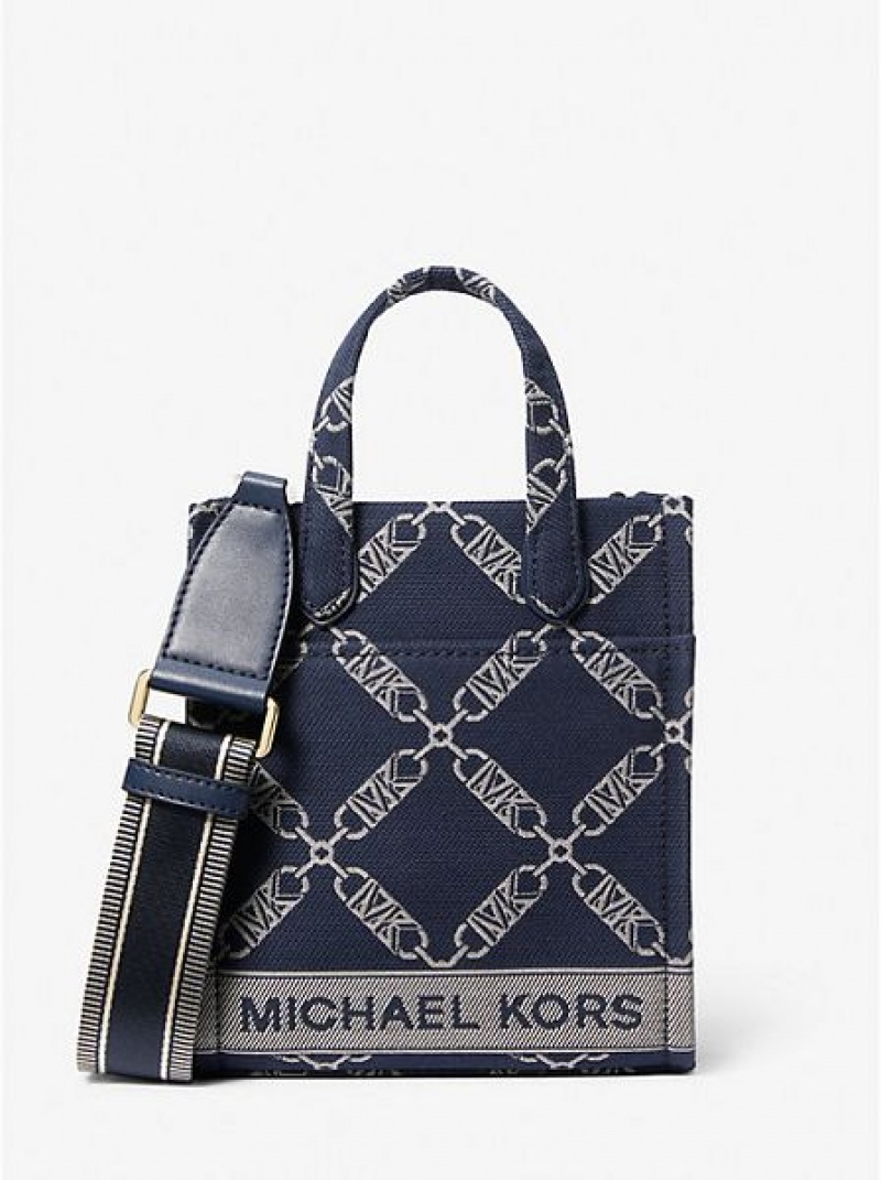 Michael Kors Gigi Extra-small Empire Logo Jacquard Crossbodytassen Dames Donkerblauw Gekleurd | 617384-FRJ