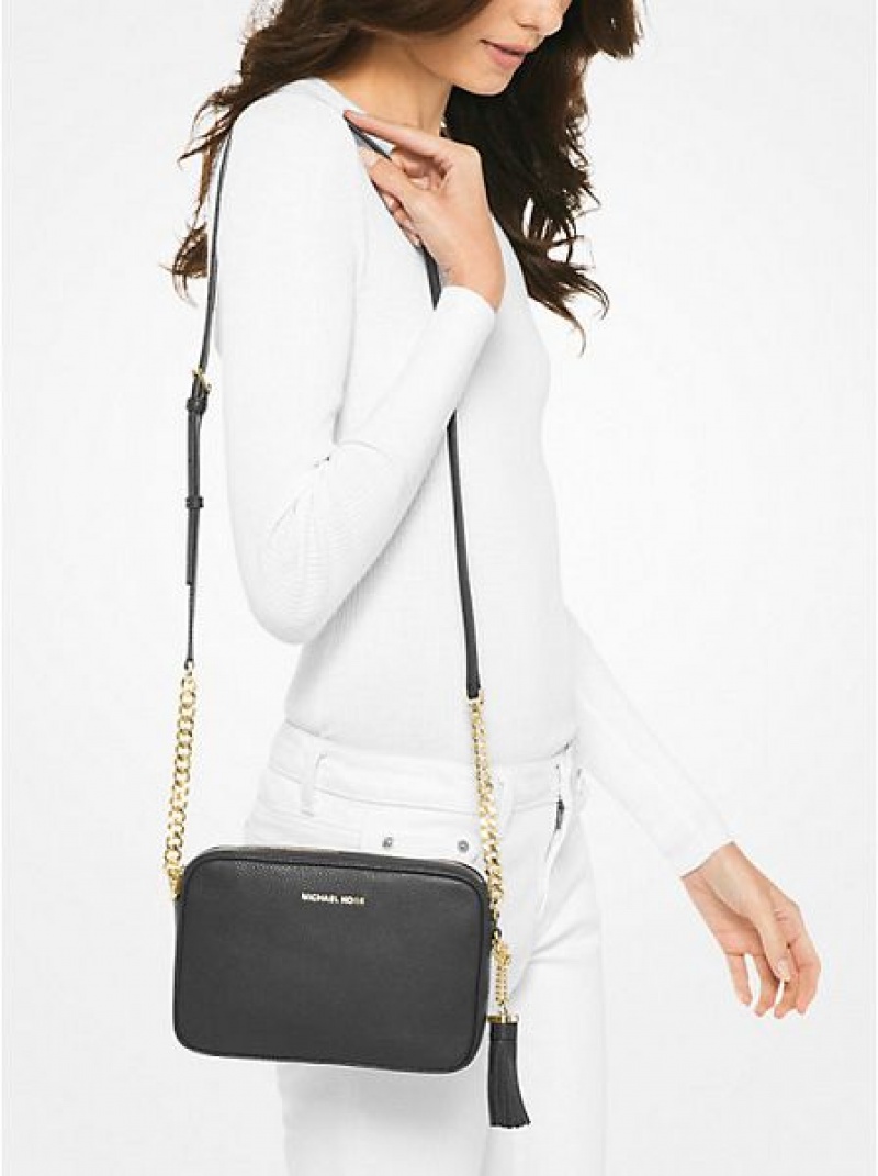 Michael Kors Ginny Leren Crossbodytassen Dames Zwart | 253406-NTX