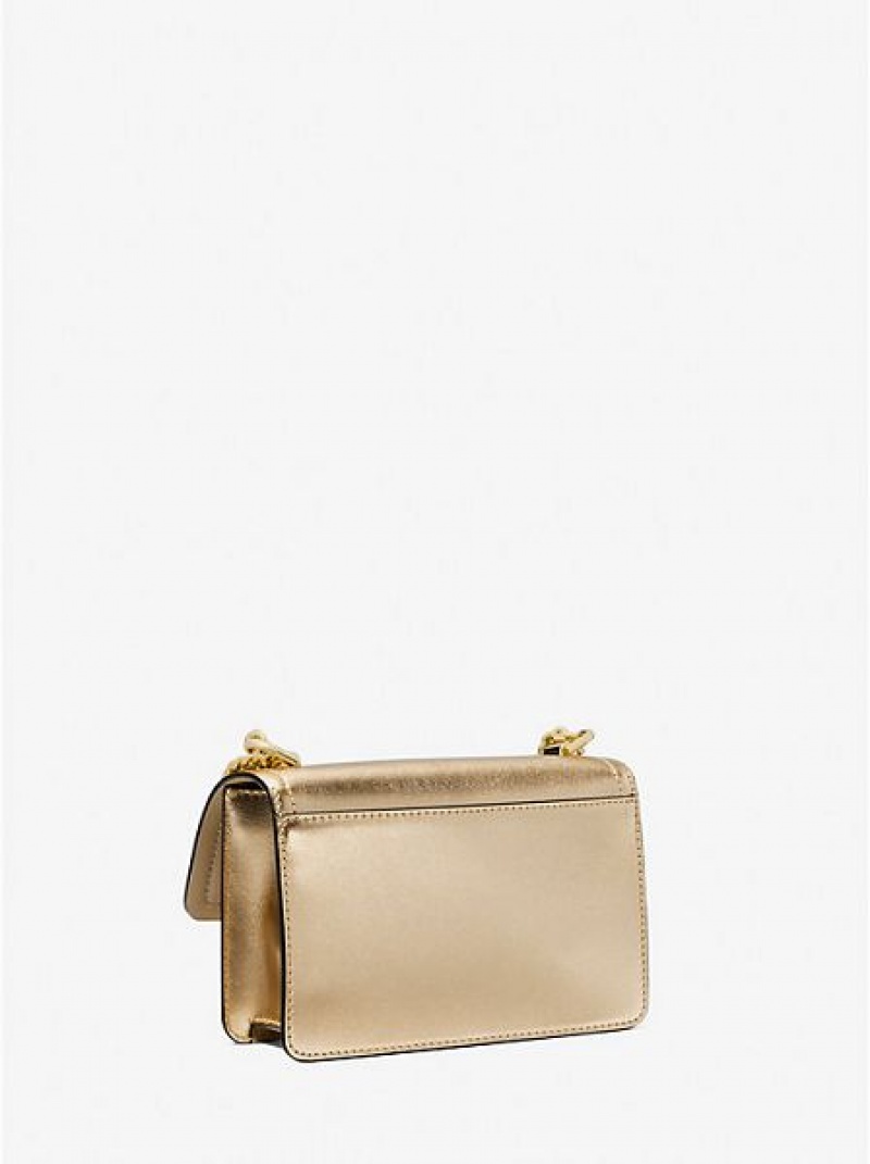 Michael Kors Heather Extra-small Metallic Leren Crossbodytassen Dames Goud | 819603-UIQ