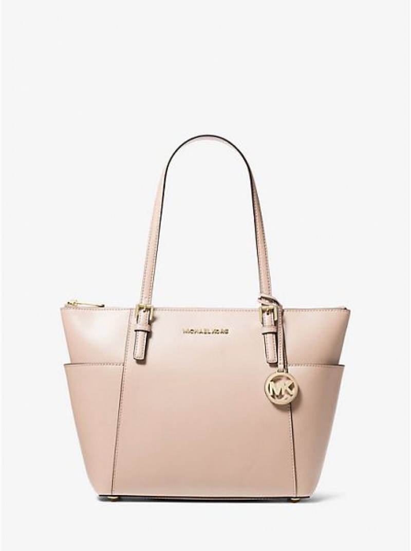 Michael Kors Jet Set Large Crossgrain Leren Tote Tassen Dames Roze | 963057-PNJ