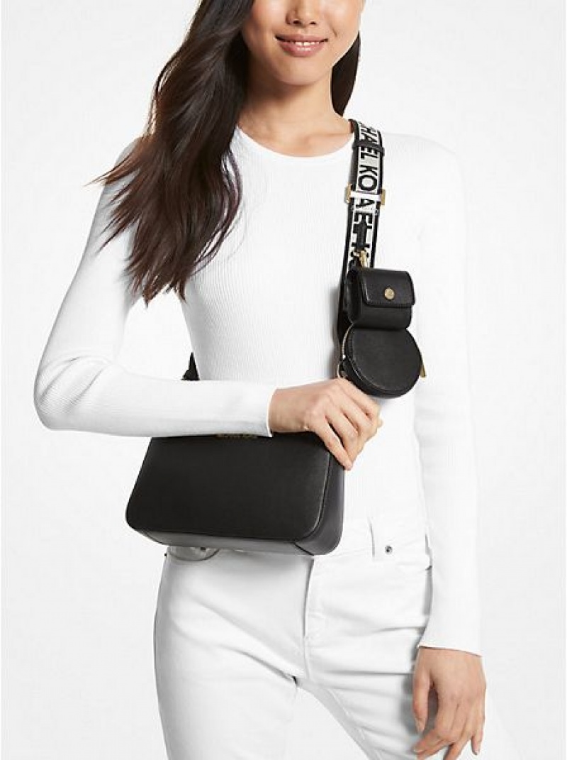 Michael Kors Jet Set Saffiano Leren Crossbodytassen Dames Zwart | 304672-MLN