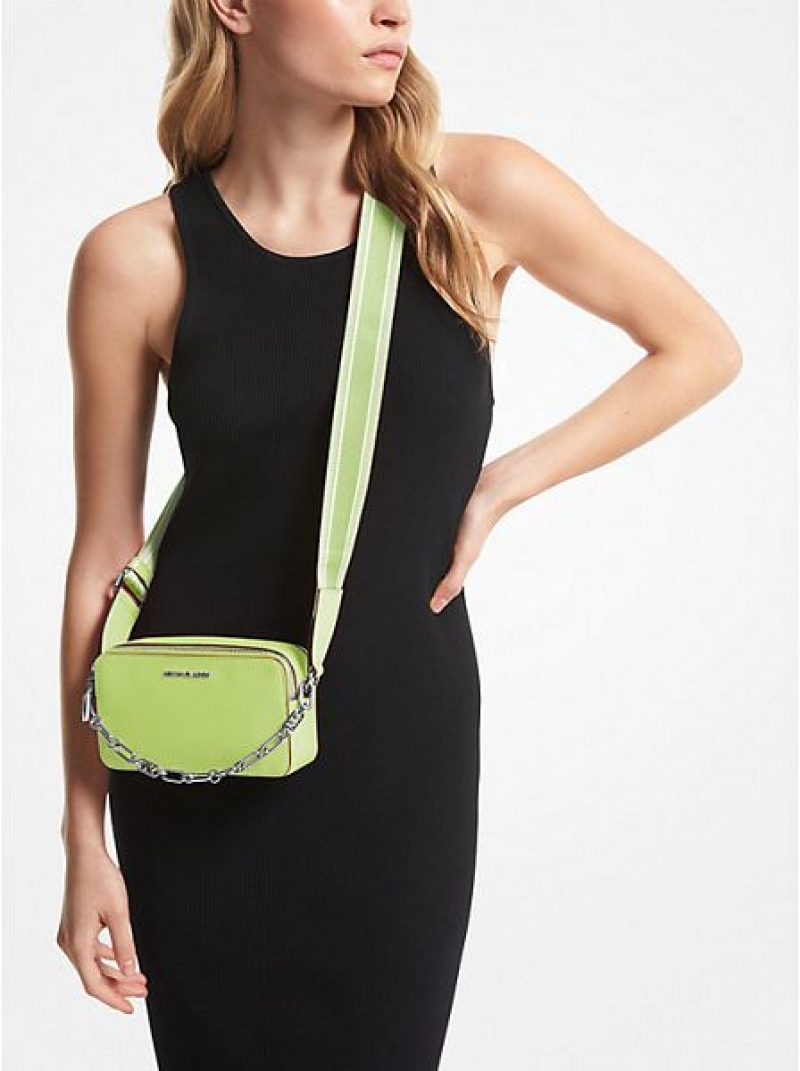 Michael Kors Jet Set Small Pebbled Leren Double-zip Camera Mini Tassen Dames Groen | 879130-QLW