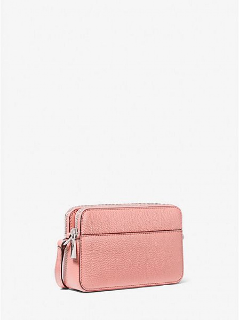 Michael Kors Jet Set Small Pebbled Leren Double-zip Camera Mini Tassen Dames Roze | 258309-KOT