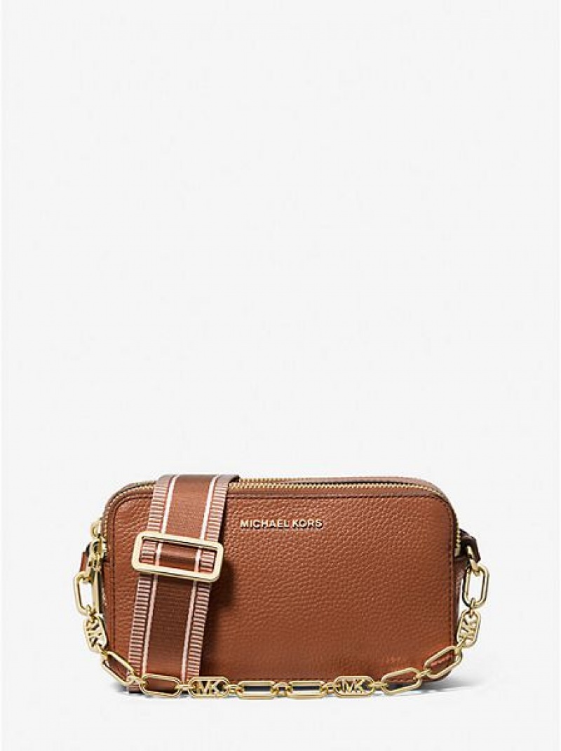 Michael Kors Jet Set Small Pebbled Leren Double-zip Camera Mini Tassen Dames Bruin | 547218-NJO