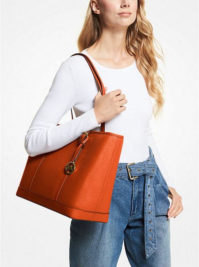 Michael Kors Jet Set Travel Large Saffiano Leren Tote Tassen Dames Rood | 392781-FDW