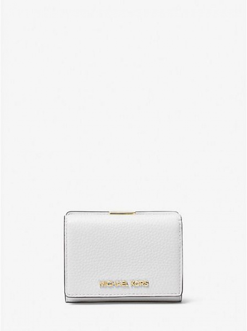 Michael Kors Jet Set Travel Medium Pebbled Leren Trifold Portefeuille Dames Wit | 461205-OJR