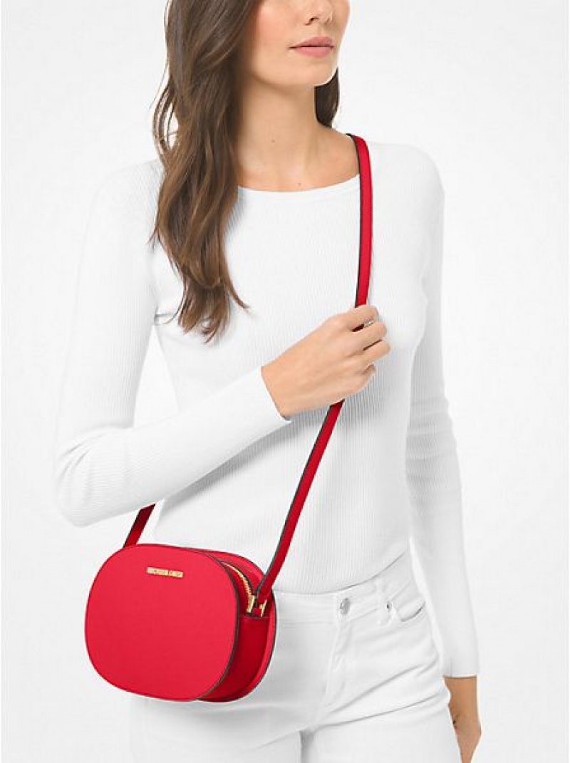 Michael Kors Jet Set Travel Medium Saffiano Leren Crossbodytassen Dames Rood | 197302-RFE