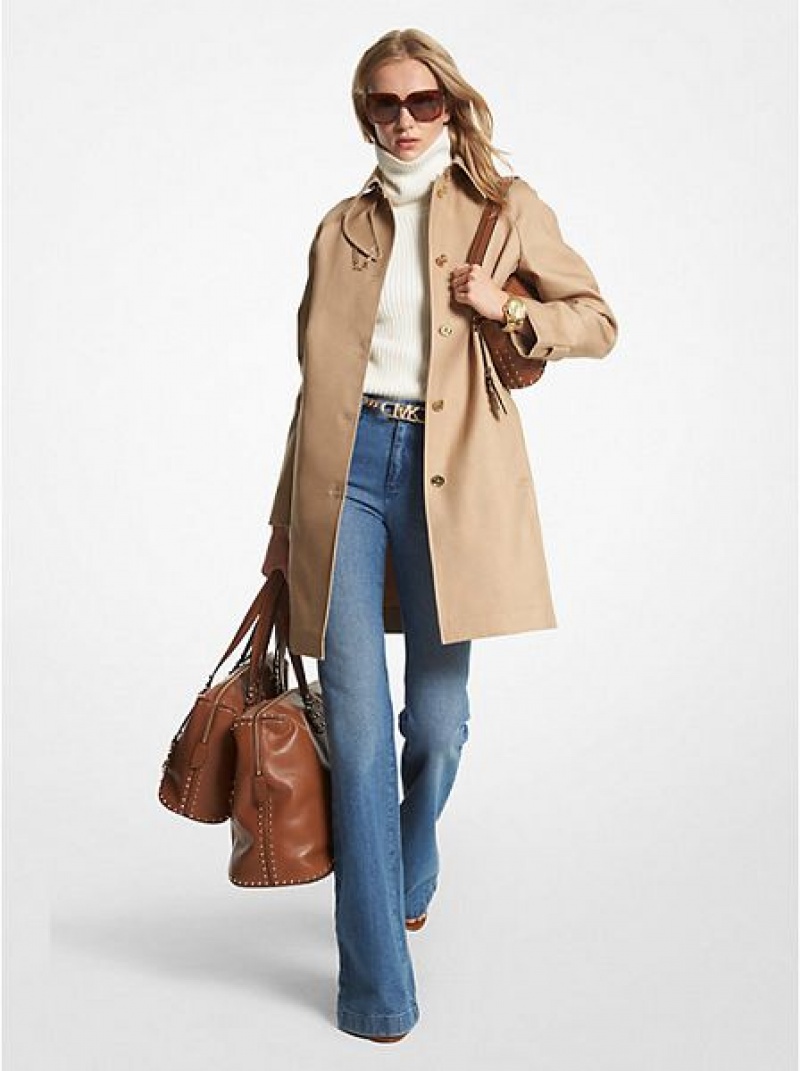 Michael Kors Katoenen Belted Trench Jassen Dames Khaki | 479523-VEY