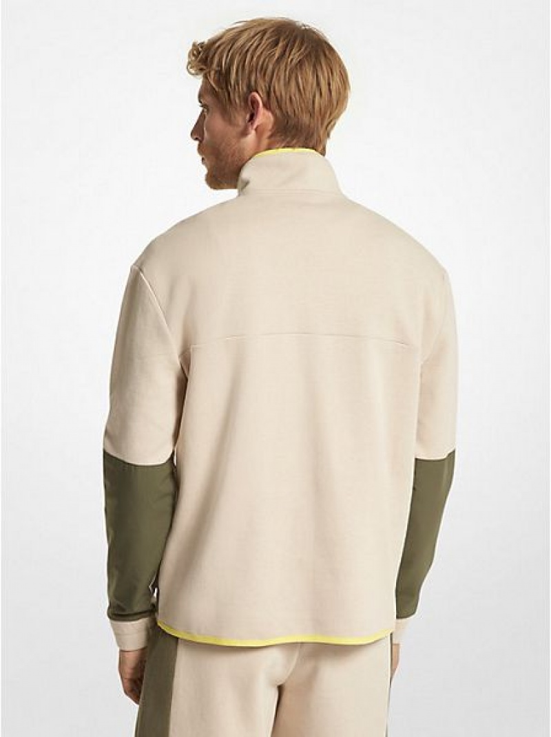 Michael Kors Katoenen Blend Half-zip Sweatshirts Heren Lichtbruin | 874260-YKX