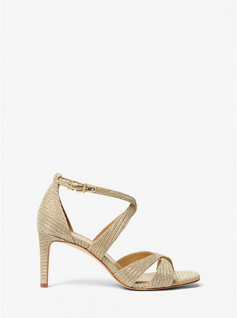 Michael Kors Kinsley Glitter Chain-mesh Sandalen Dames Goud | 380269-IXR