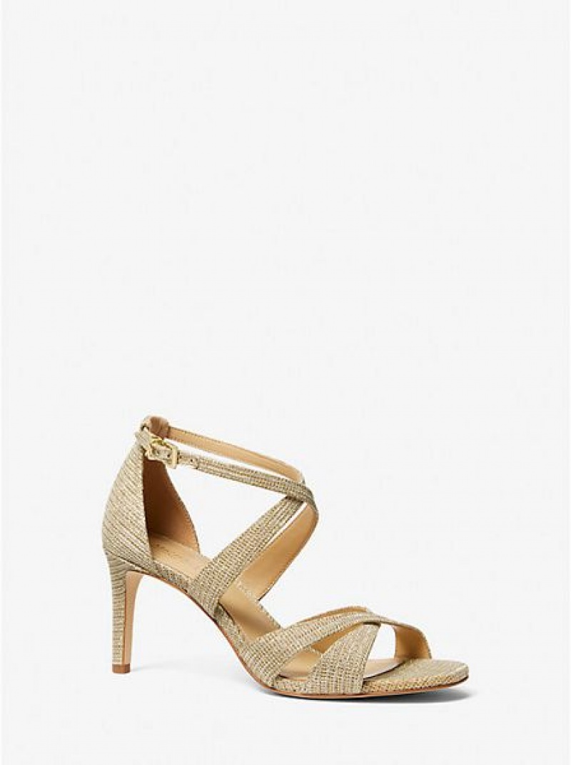 Michael Kors Kinsley Glitter Chain-mesh Sandalen Dames Goud | 380269-IXR