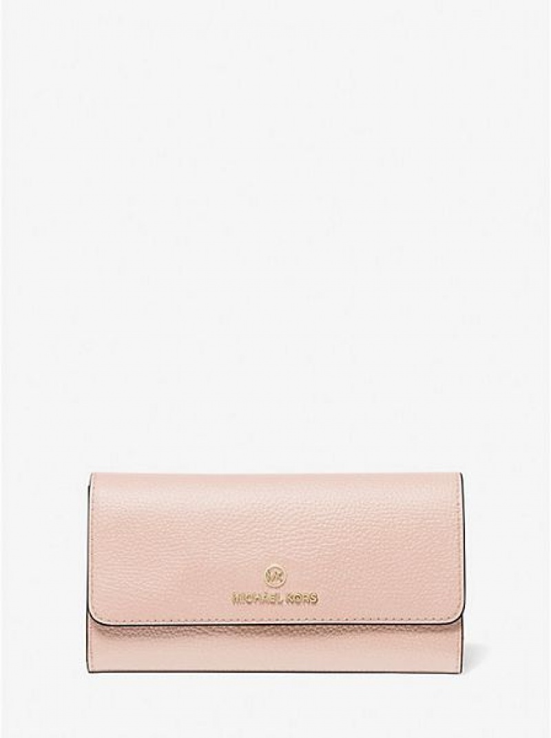 Michael Kors Large Pebbled Leren Tri-fold Portefeuille Dames Roze | 028316-AMX