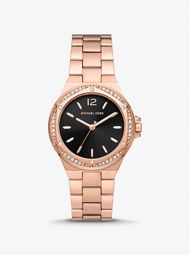 Michael Kors Lennox Pave Horloge Dames Roze Goud | 754918-LBH