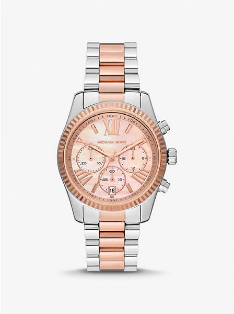 Michael Kors Lexington Horloge Dames Zilver Roze | 068592-FBO